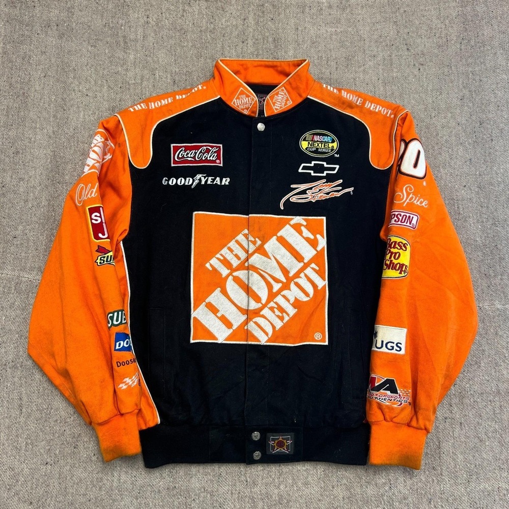 Vintage Tony Stewart Home Depot Nascar Jacket Mens Small Jeff Hamilton